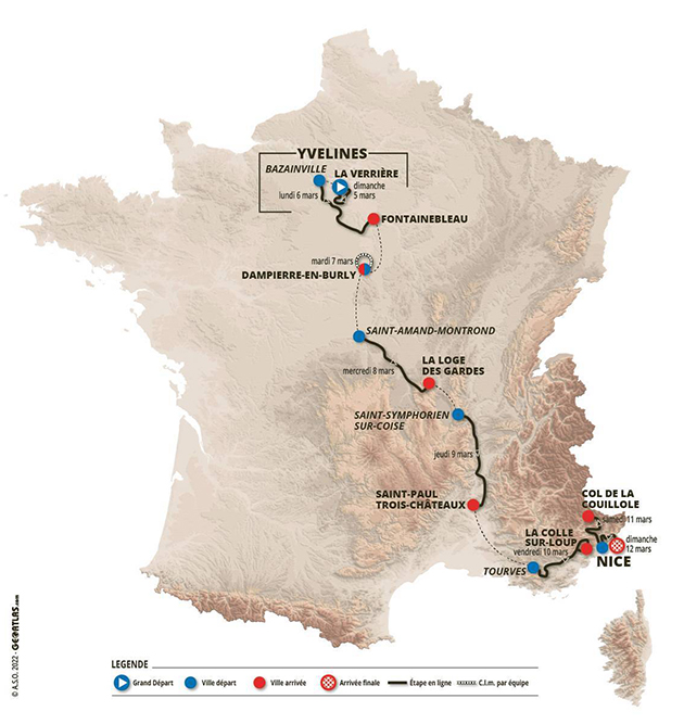 2023 Paris-Nice race map